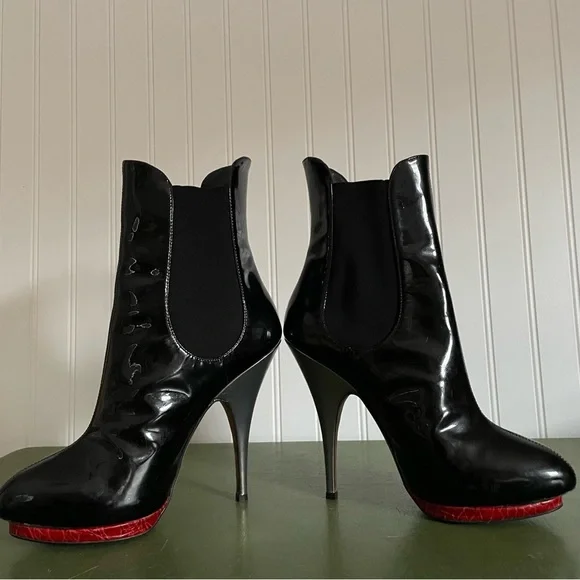 Giuseppe Zanotti Hidden Platform Stilettos in Black Patent Leather w Red *Italy* - Picture 6 of 16